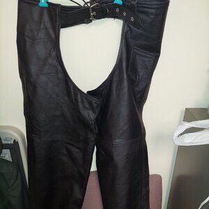 Big Men's Leather Riding Chaps Pants 4XL Bikers Barneys for bikers cowboys 4XL